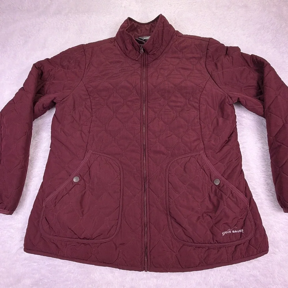 Eddie Bauer Year‎ Round Quilted Jacket Lined Women's XL Berry Outdoors Hiking